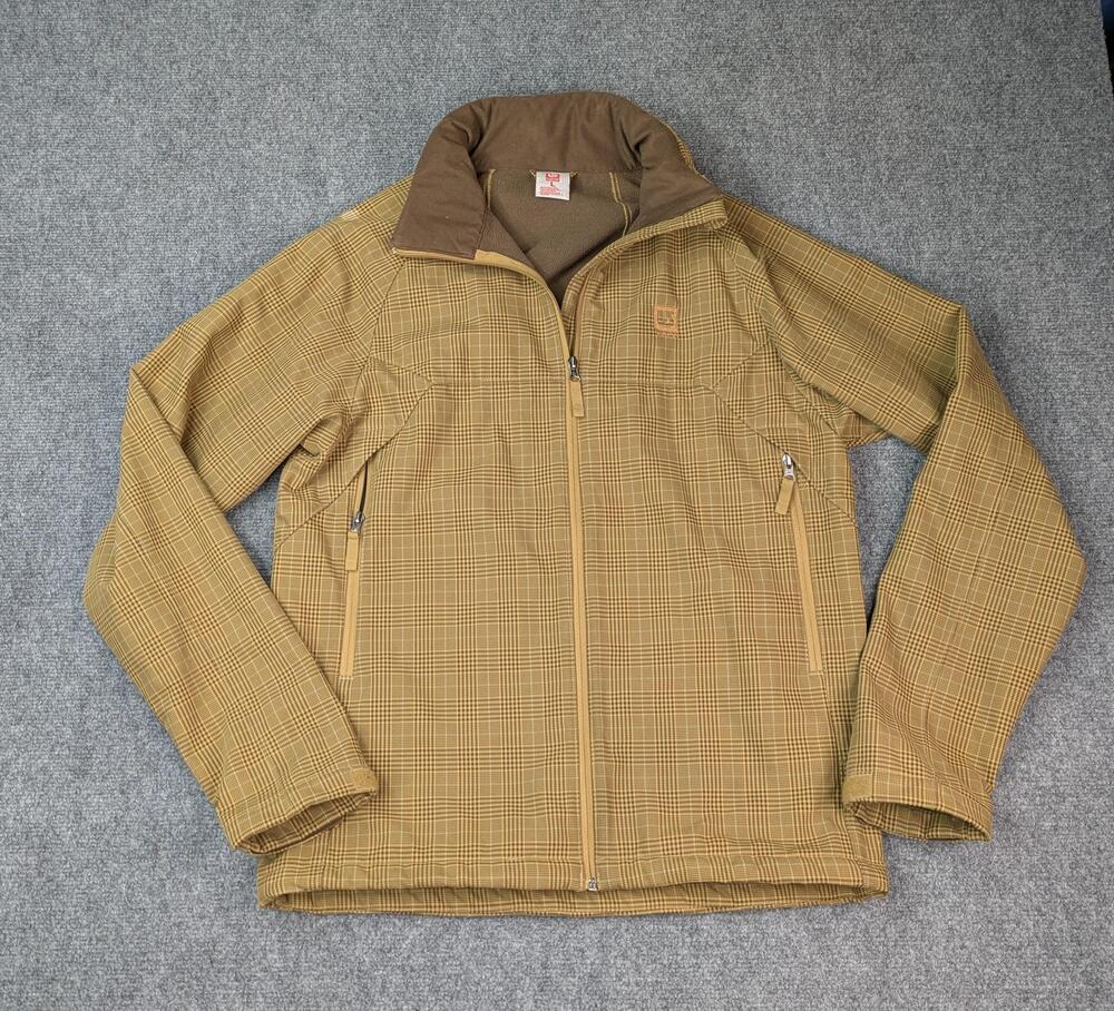 Burton Jacket Mens Large Brown Plaid Softshell Windbreaker Full Zip Fleece Lined